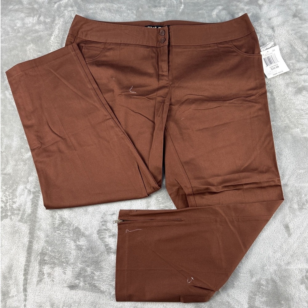Guess Jeans Womens Fox Brown Ankle Zip Straight Leg Pants Size 34 NEW
